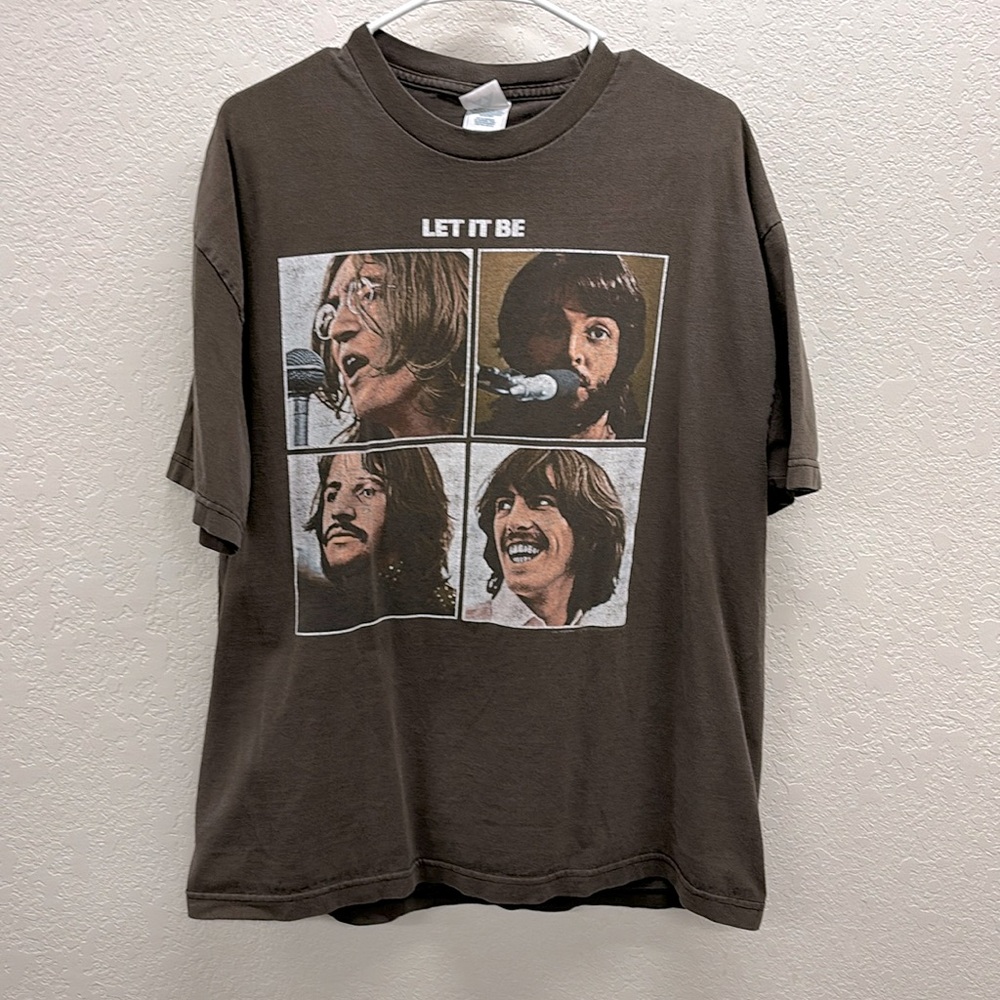 Vintage Beatles “Let it Be” T-Shirt XL 90’s Brown Tee